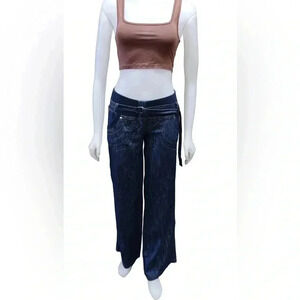 Cashcara Wide Straight  Leg Cotton Blend Pants Size 12